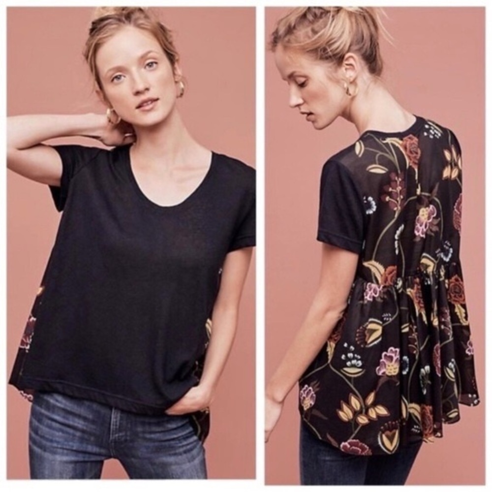 Anthropologie Deletta Silver Leaf Blouse [M]